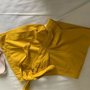 LOFT camp style shorts in mustard yellow with tie